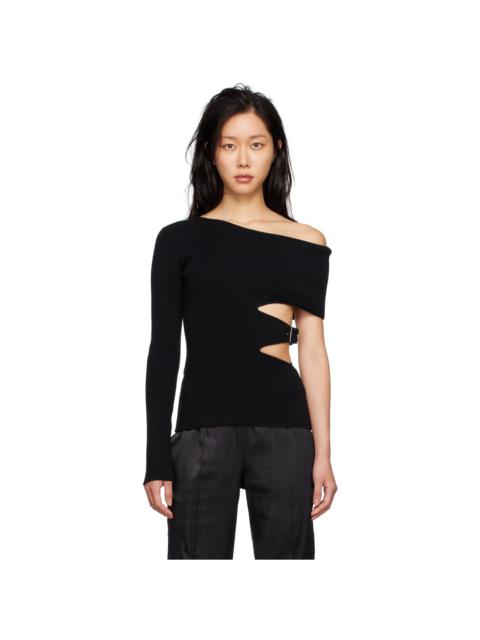 Black One-Shoulder Sweater