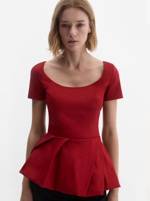 MAGDA BUTRYM Silk peplum blouse in red