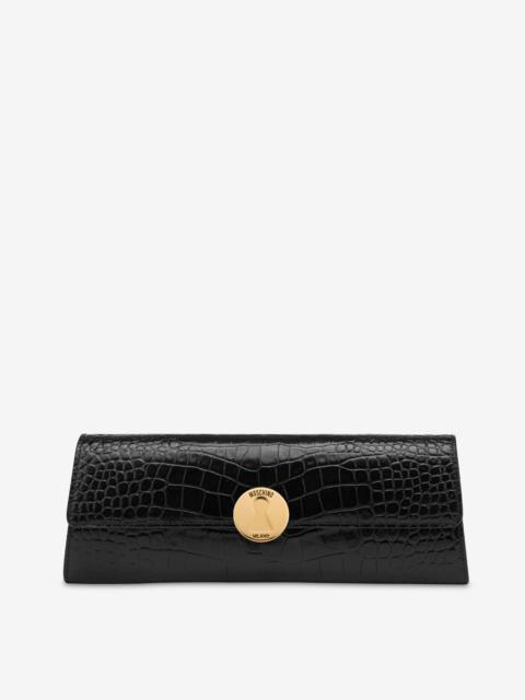 Moschino METAL CLOSURE CROCODILE-PRINT MAXI CLUTCH