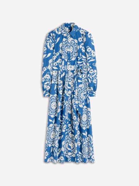 BODEN Alexa Long Sleeve Midi Dress-Blue, Decorative Blossom