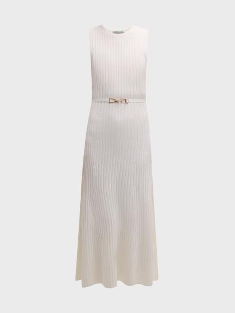 Meier Cashmere-Blend Ribbed Knit Maxi Dress with Belt