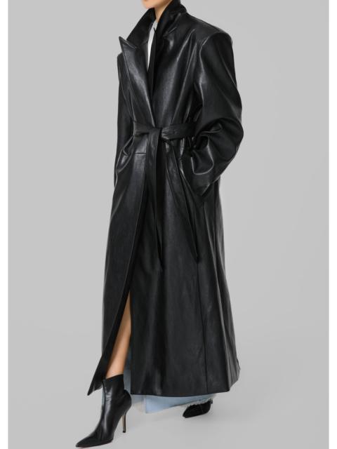 The Frankie Shop Connie Faux Leather Belted Trench Coat - Black