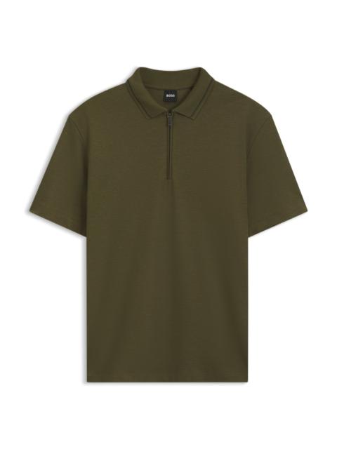 BOSS ZIPPER-PLACKET PIQUÉ POLO SHIRT