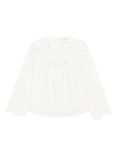 forte_forte embroidered scalloped-hem blouse