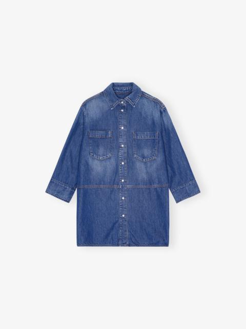 GANNI BLUE DENIM OVERSIZED SHIRT