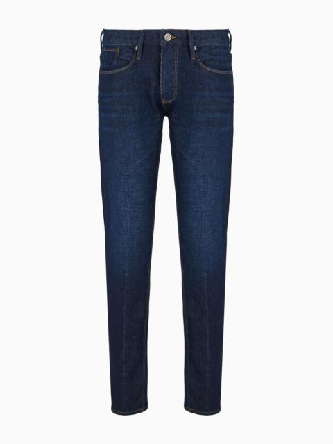 J75 Slim-fit marbleised-treatment denim jeans