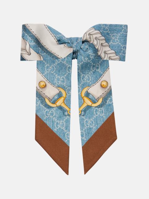 GUCCI Horsebit printed silk twill scrunchie