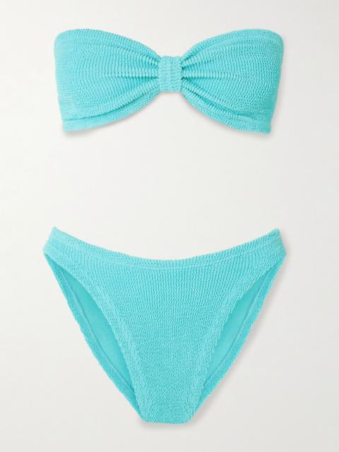 Hunza G Jean seersucker bandeau bikini Turquoise