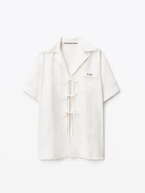 Alexander Wang SHORT-SLEEVE TIE TOP IN VISCOSE JACQUARD