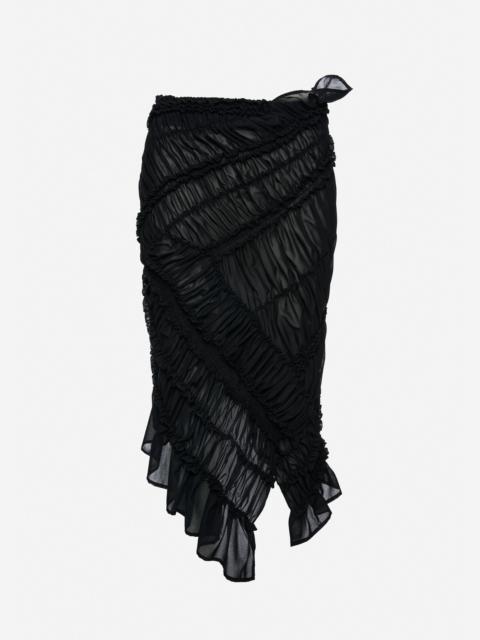 MAGDA BUTRYM Asymmetric ruched midi skirt in black