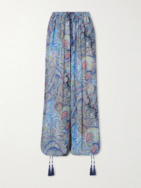 Etro Printed crepon wide-leg pants Blue