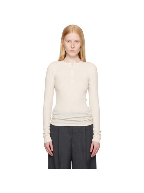 AURALEE Off-White Organic Soft Rib Henley