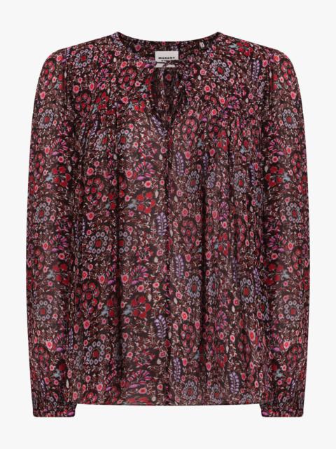 DAYTONEA LONG SLEEVE PRINT BLOUSE | BROWN