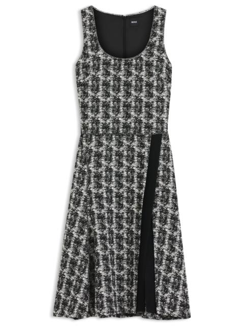 BOSS SLEEVELESS DRESS IN PATTERNED FEATHER TWEED