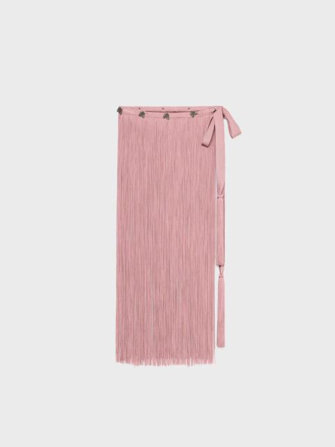 Blumarine PAREO-STYLE SKIRT WITH FRINGES AND JEWEL-DETAILS