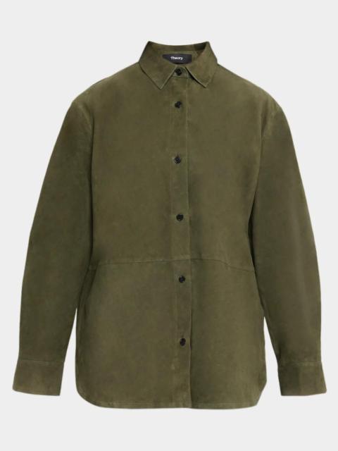 Theory Long-Sleeve Suede Menswear Shirt