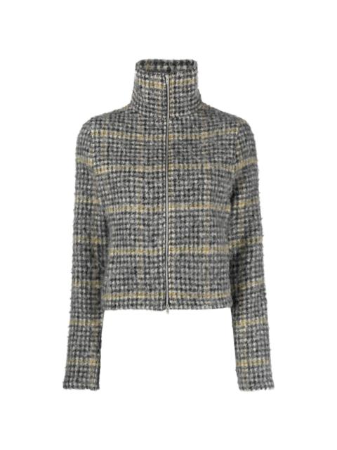 houndstooth-pattern brushed-knit jacket