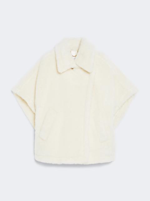 Max Mara TEBE1 Cape in alpaca and wool Teddy fabric - OPTICAL WHITE