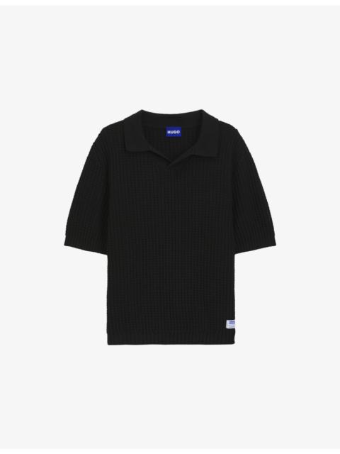 HUGO Waffle-Knit Relaxed-Fit Cotton-Blend Polo Shirt