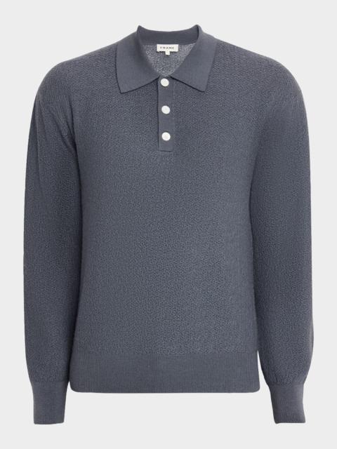 FRAME Men's Textured Wool Polo Sweater