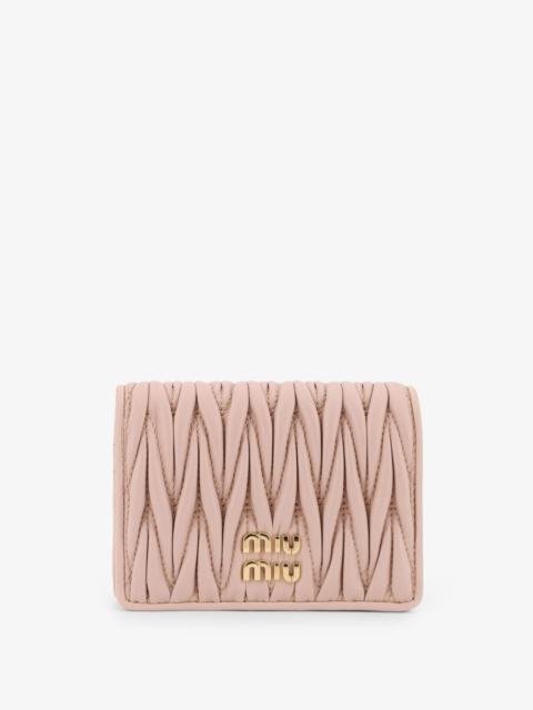 Miu Miu Quilted Leather Wallet With Front Lettering Logo