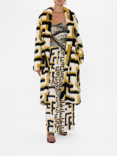 CAMILLA LONG TEDDY COAT - MONOGRAM