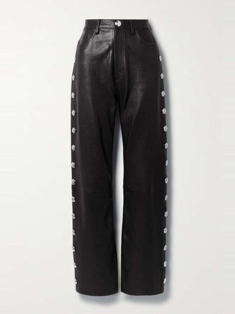 Danielle embellished leather straight-leg pants