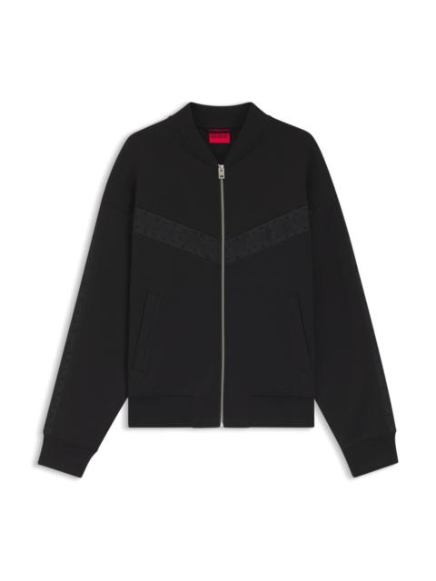 HUGO BRODERIE-STRIPE JACKET IN A COTTON BLEND