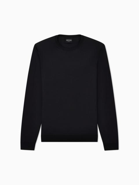 Long-sleeved, crew-neck jumper in silk and cotton