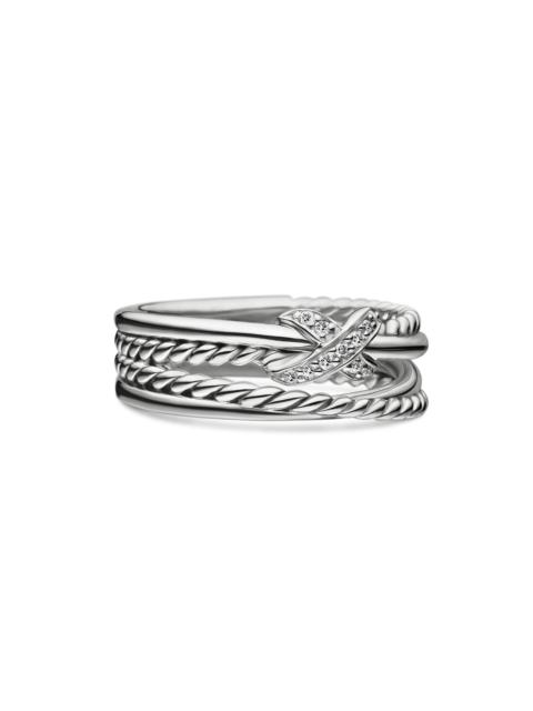 DAVID YURMAN Women's X Crossover Band Ring in Sterling Silver - Diamond