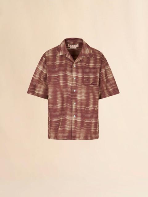 Marni BROWN RAMIE BOWLING SHIRT WITH CAROUSEL PRINT