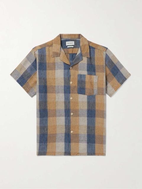 Havana Camp-Collar Checked Linen Shirt