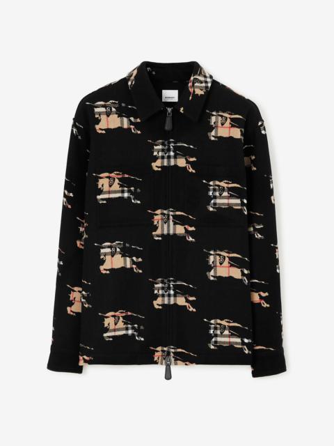 Burberry Check EKD Wool Blend Zip-front Shirt