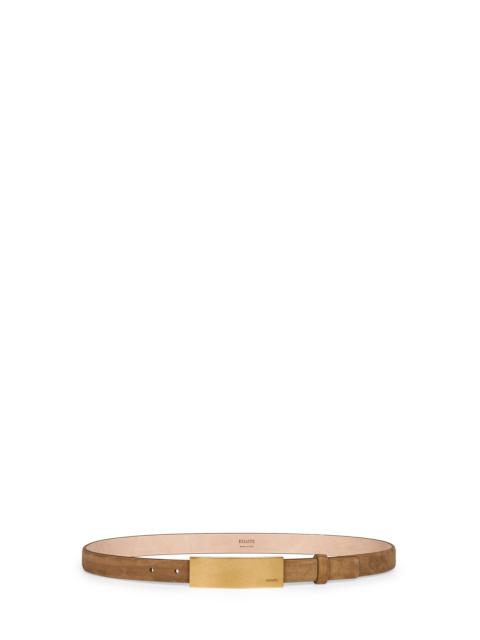 KHAITE Mud suede Berlin belt with antique gold buckle