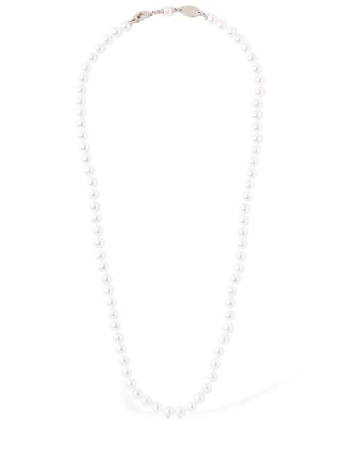Faux pearl long chain necklace