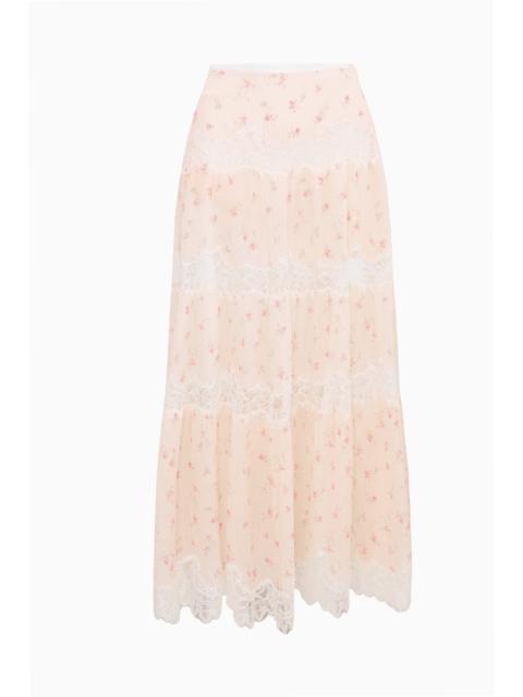LoveShackFancy Everhart Cotton-Silk Lace Maxi Skirt