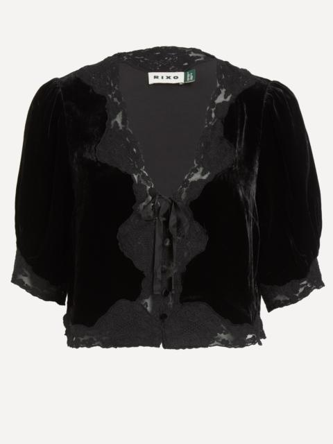 RIXO Ursula Silk-Velvet Top