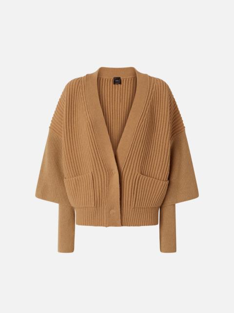 PINKO RIBBED WOOL AND CASHMERE CARDIGAN