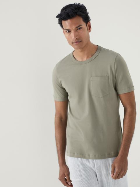 Brunello Cucinelli Cotton jersey slim fit crew neck T-shirt with chest pocket