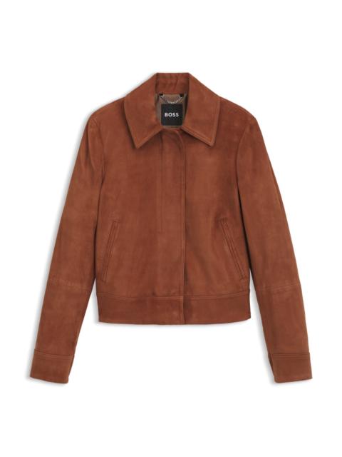 BOSS SUEDE JACKET WITH COVERED ZIPPER CLOSURE