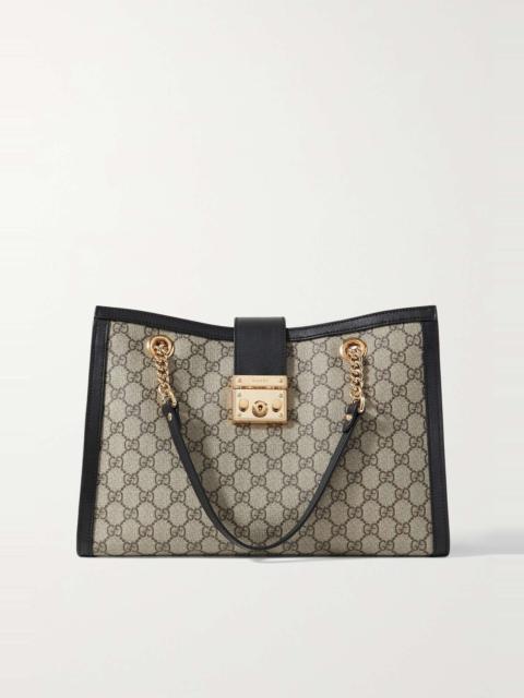 GUCCI Padlock leather-trimmed printed coated-canvas tote