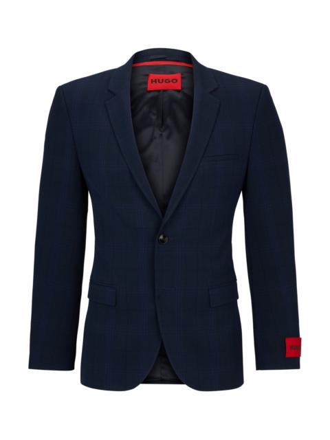 HUGO EXTRA-SLIM-FIT JACKET IN CHECKED PERFORMANCE-STRETCH FABRIC