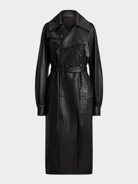 Ralph Lauren Soft Leather Belted Trench Jacket