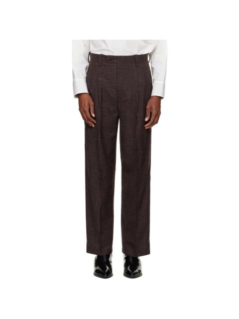 NULLUS Brown Woolen Layered Tapered Trousers