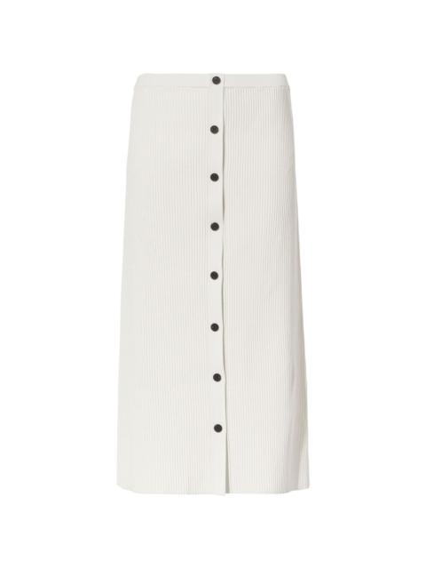 ribbed-knit button-front skirt