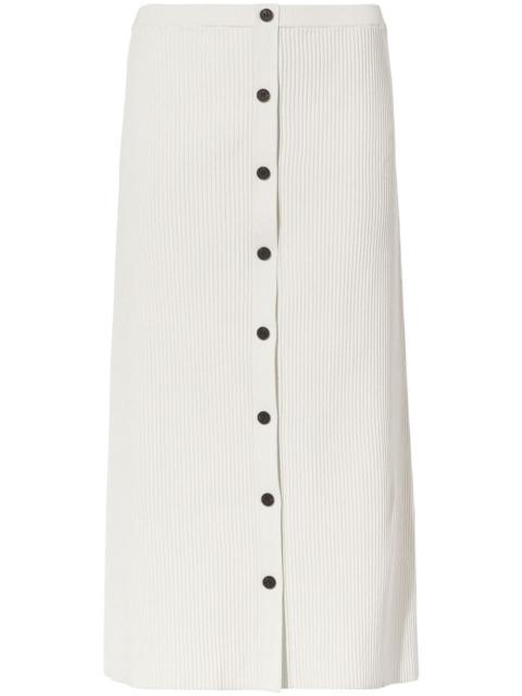 ribbed-knit button-front skirt