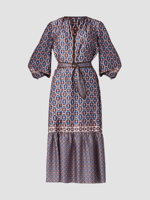 Shoshanna Women's Scout Geometric Tie-Waist Midi-Dress - Blush Multi