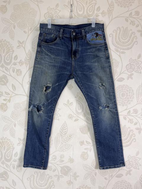 Other Designers Ripped Black Label Denim Jeans With Patches At Pocket