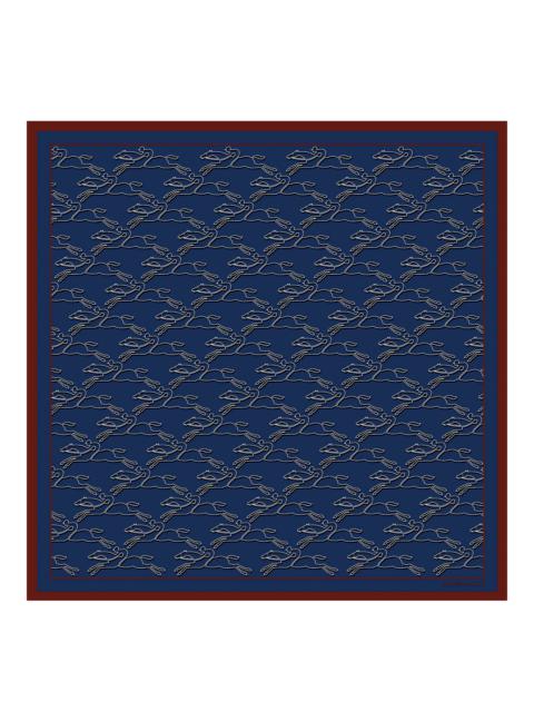 Longchamp Chevaux recto verso Silk scarf 70 Plum/Navy - Silk