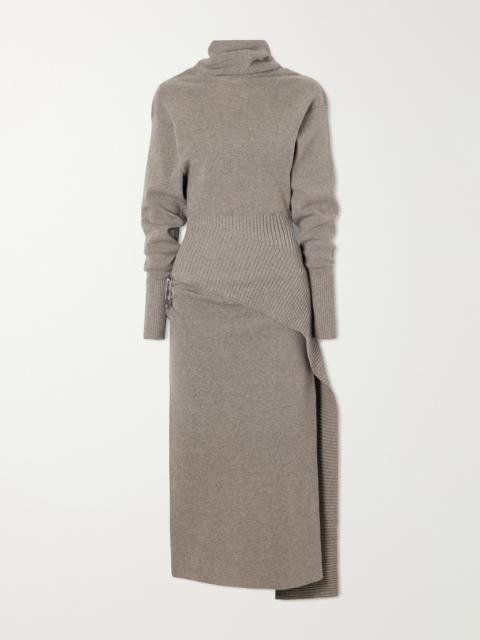 Lanvin Embellished Wool-blend Turtleneck Midi Dress